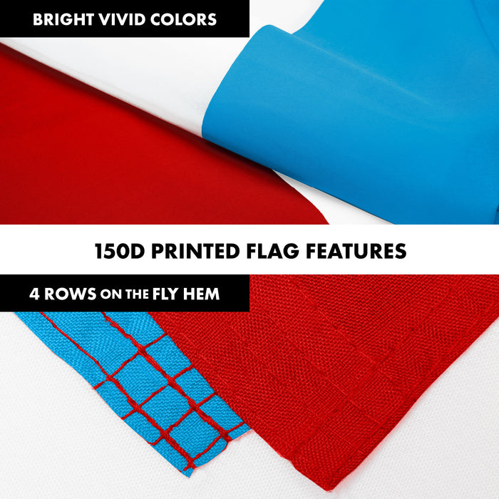 G128 Combo Pack: 6 Ft Tangle Free Aluminum Spinning Flagpole (Black) & Luxembourg Luxembourgers Flag  3x5 Ft LiteWeave Pro Series Printed 150D Polyester | Pole with Flag Included