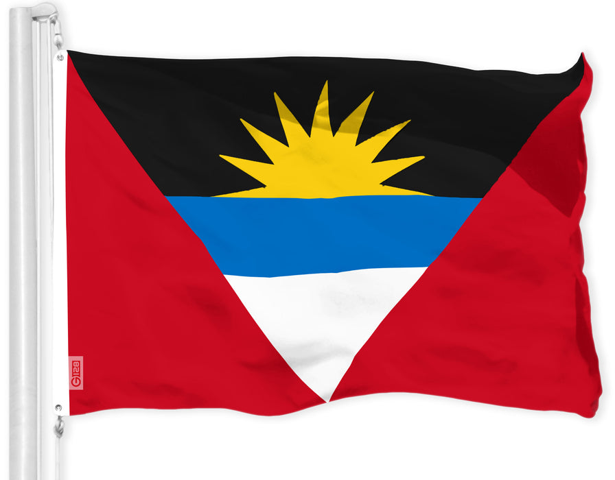 G128 Combo Pack: American USA Flag 3x5 Ft &  Antigua and Barbuda Antiguan and Barbudan Flag | Both LiteWeave Pro Series Printed 150D Polyester, Brass Grommets