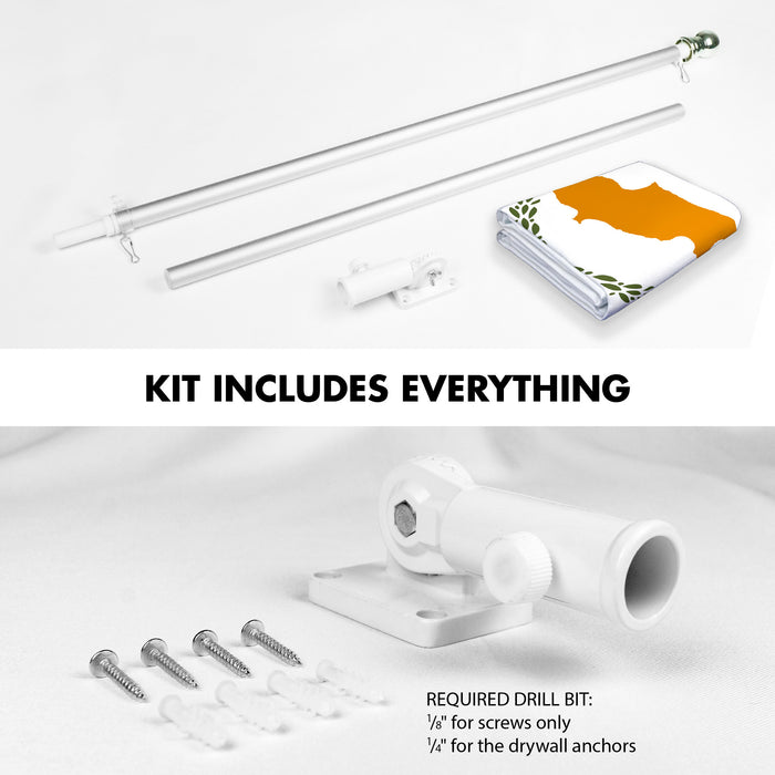 G128 Combo Pack: 6 Ft Tangle Free Aluminum Spinning Flagpole (Silver) & Cyprus Cypriot Flag  3x5 Ft LiteWeave Pro Series Printed 150D Polyester | Pole with Flag Included