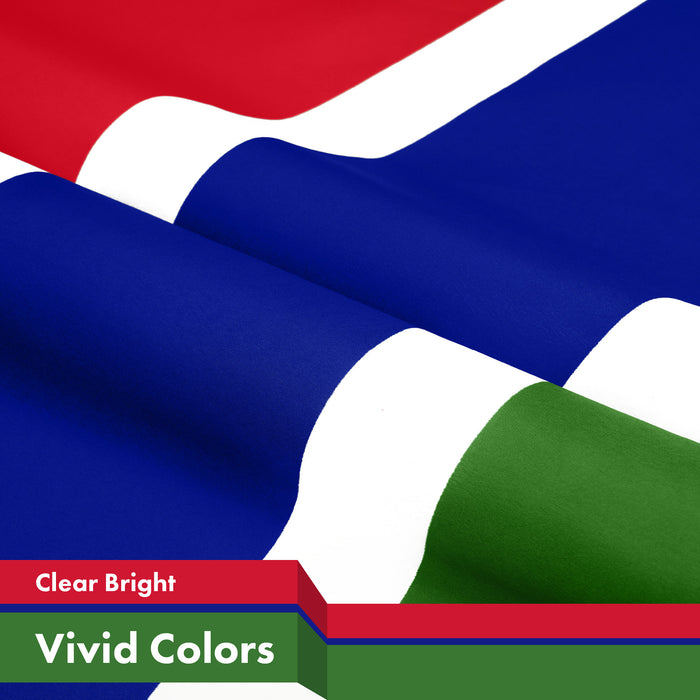 G128 5 Pack: Gambia Gambian Flag | 3x5 Ft | LiteWeave Pro Series Printed 150D Polyester | Country Flag, Indoor/Outdoor, Vibrant Colors, Brass Grommets, Thicker and More Durable Than 100D 75D Polyester
