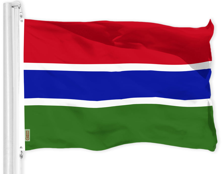G128 Gambia Gambian Flag | 3x5 Ft | LiteWeave Pro Series Printed 150D Polyester | Country Flag, Indoor/Outdoor, Vibrant Colors, Brass Grommets, Thicker and More Durable Than 100D 75D Polyester