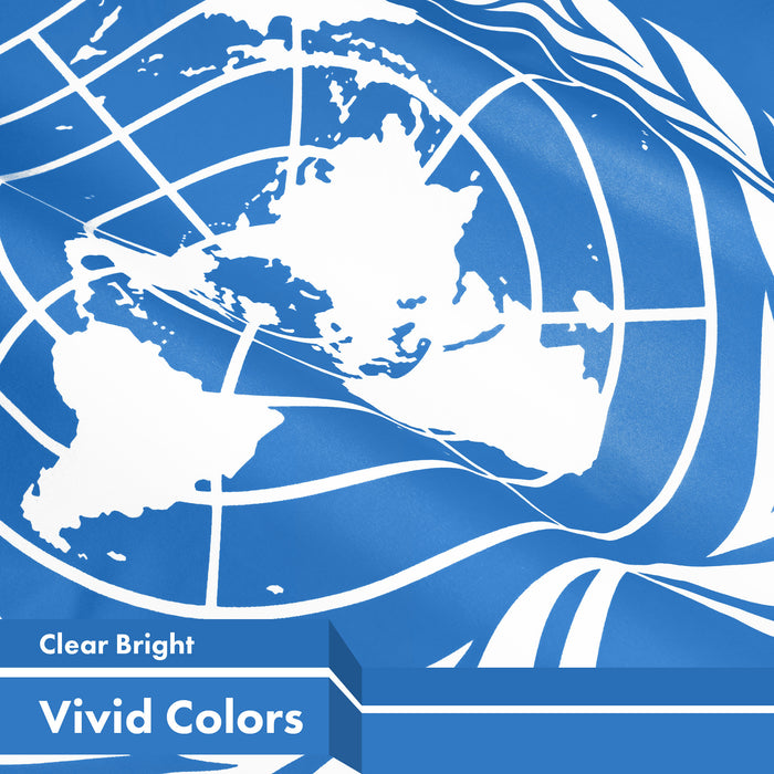 G128 5 Pack: United Nations Flag | 3x5 Ft | LiteWeave Pro Series Printed 150D Polyester | Indoor/Outdoor, Vibrant Colors, Brass Grommets, Thicker and More Durable Than 100D 75D Polyester