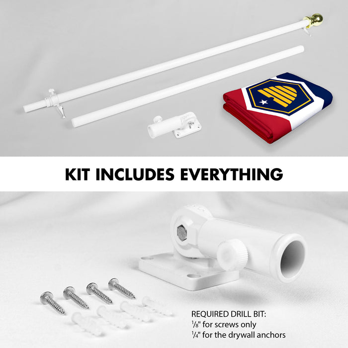 G128 Combo Pack: 6 Ft Tangle Free Aluminum Spinning Flagpole (White) & Utah 2023 New Version UT  3x5 Ft, LiteWeave Pro Series Printed 150D Polyester | Pole with Flag Included