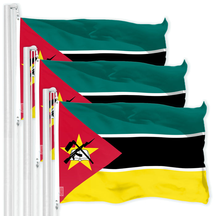 G128 3 Pack: Mozambique Mozambican Flag | 3x5 Ft | LiteWeave Pro