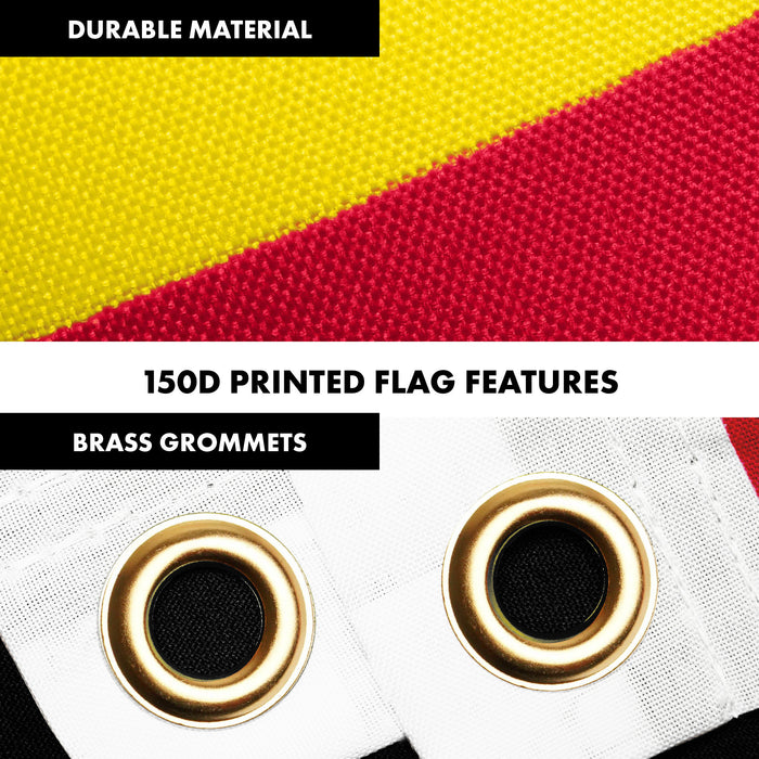 G128 Combo Pack: 6 Ft Tangle Free Aluminum Spinning Flagpole (Silver) & Mozambique Mozambican Flag  3x5 Ft LiteWeave Pro Series Printed 150D Polyester | Pole with Flag Included