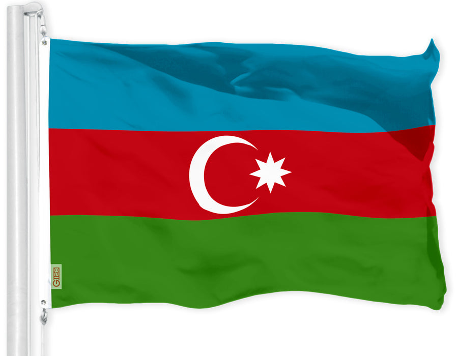 G128 Combo Pack: American USA Flag 3x5 Ft & Azerbaijan Azerbaijanis Azeris Flag | Both LiteWeave Pro Series Printed 150D Polyester, Brass Grommets