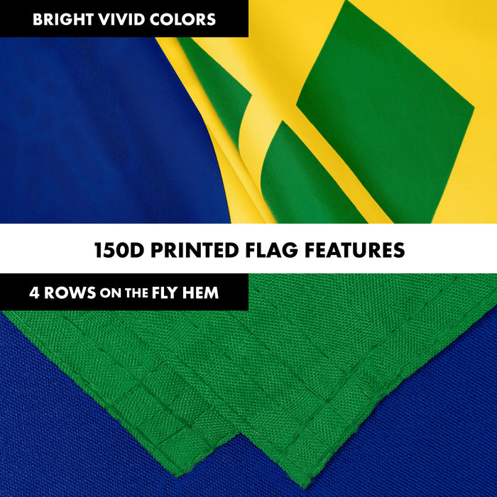 G128 Combo Pack: 6 Ft Tangle Free Aluminum Spinning Flagpole (Black) & Saint Vincent and the Grenadines Vincentian Flag  3x5 Ft LiteWeave Pro Series Printed 150D Polyester | Pole with Flag Included