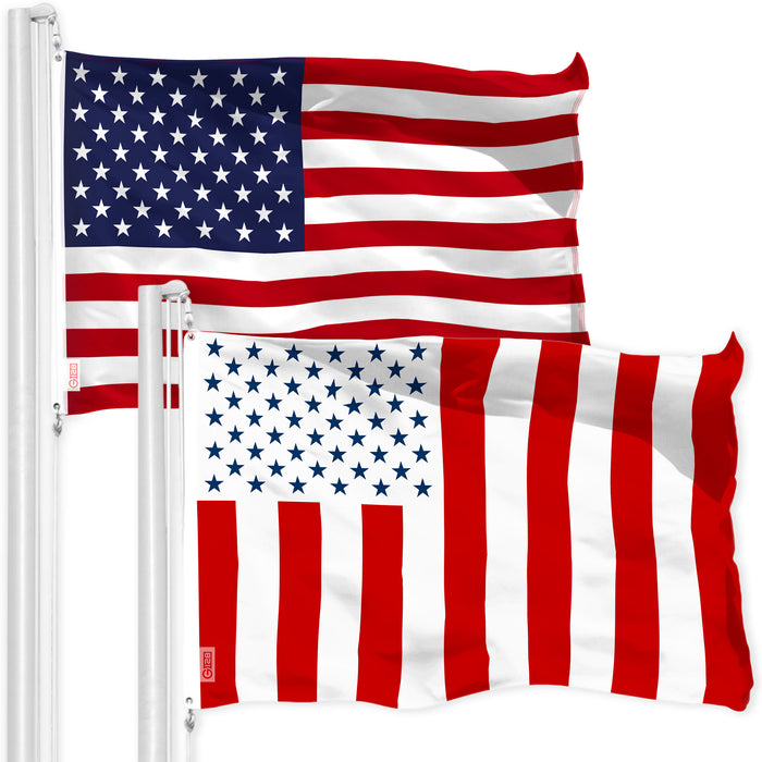 G128 Combo Pack: American USA Flag 3x5 Ft & Civil Peace USA Flag 3x5 Ft | Both LiteWeave Pro Series Printed 150D Polyester, Brass Grommets