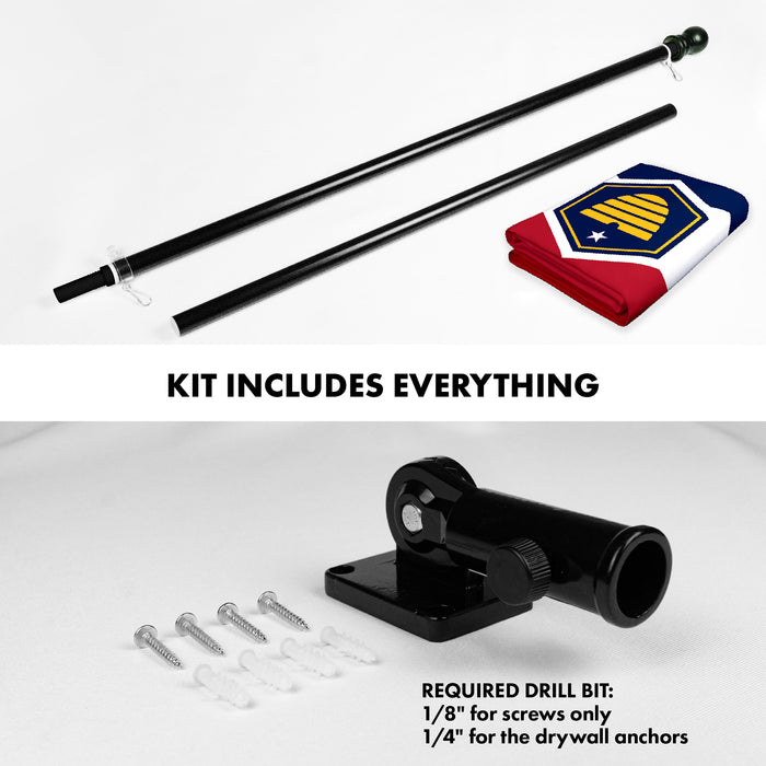 G128 Combo Pack: 6 Ft Tangle Free Aluminum Spinning Flagpole (Black) & Utah 2023 New Version UT State Flag 3x5 Ft, LiteWeave Pro Series Printed 150D Polyester | Pole with Flag Included