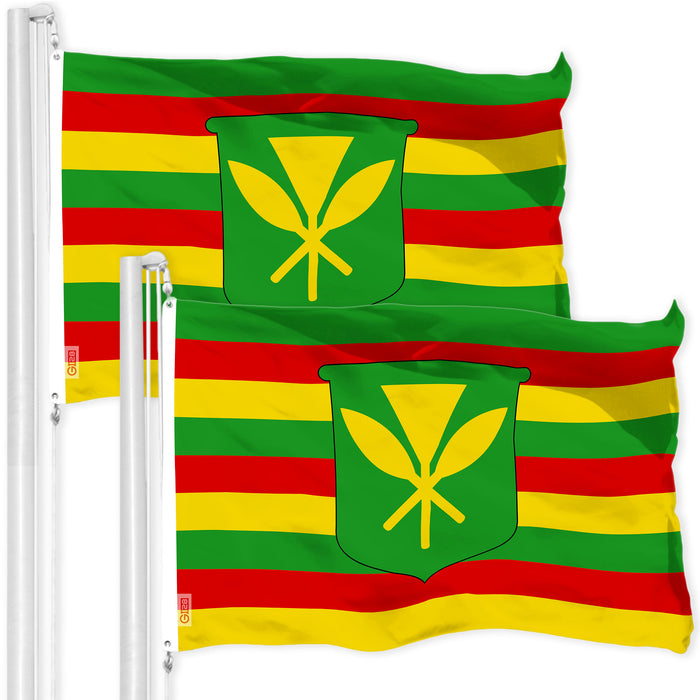 G128 2 Pack: Hawaii Kanaka Maoli Flag | 3x5 Ft | LiteWeave Pro Series Printed 150D Polyester | Indoor/Outdoor, Vibrant Colors, Brass Grommets, Thicker and More Durable Than 100D 75D Polyester