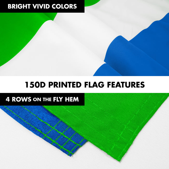 G128 Combo Pack: 6 Ft Tangle Free Aluminum Spinning Flagpole (Silver) & Sierra Leone Sierra Leonean Flag  3x5 Ft LiteWeave Pro Series Printed 150D Polyester | Pole with Flag Included
