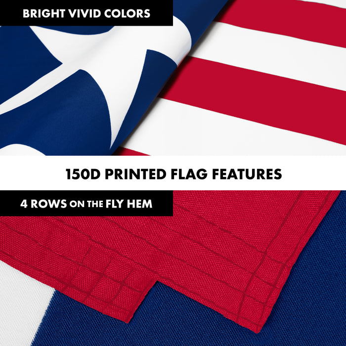 G128 Combo Pack: 6 Ft Tangle Free Aluminum Spinning Flagpole (White) & Liberia Liberian Flag  3x5 Ft LiteWeave Pro Series Printed 150D Polyester | Pole with Flag Included