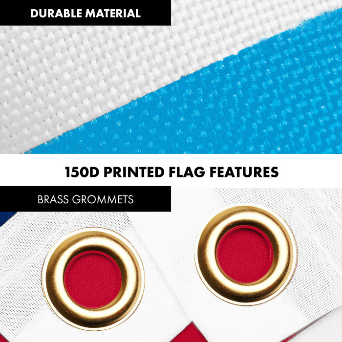 G128 Combo Pack: 6 Ft Tangle Free Aluminum Spinning Flagpole (Silver) & Luxembourg Luxembourgers Flag  3x5 Ft LiteWeave Pro Series Printed 150D Polyester | Pole with Flag Included