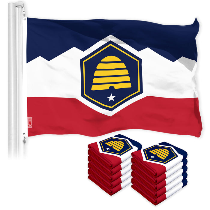 G128 10 Pack: Utah 2023 New Version UT  | 3x5 Ft | LiteWeave Pro Series Printed 150D Polyester | Indoor/Outdoor, Vibrant Colors, Brass Grommets, Thicker and More Durable Than 100D 75D Poly