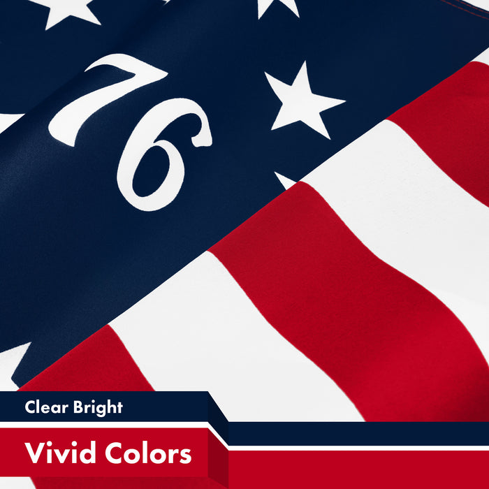 G128 5 Pack: Betsy Ross 1776 Flag | 3x5 Ft | LiteWeave Pro Printed 150D Polyester | Historical Flag, Indoor/Outdoor, Vibrant Colors, Brass Grommets, Thicker and More Durable Than 100D 75D Polyester