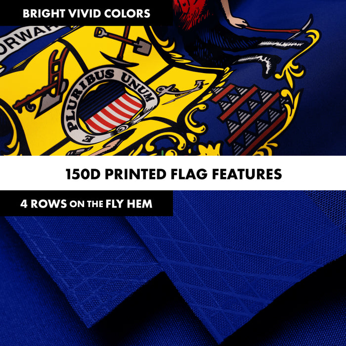 G128 Combo Pack: 6 Ft Tangle Free Aluminum Spinning Flagpole (Black) & Wisconsin WI  3x5 Ft, LiteWeave Pro Series Printed 300D Polyester | Pole with Flag Included