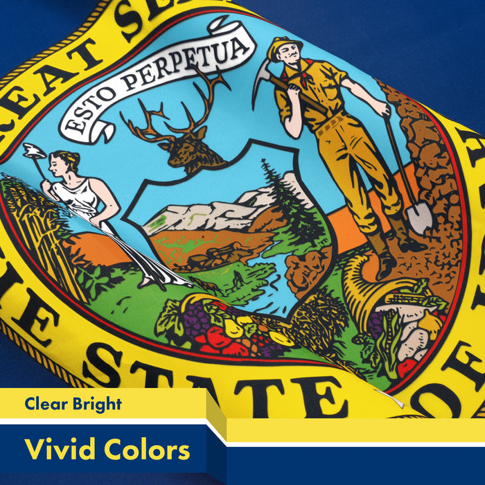 G128 2 Pack: Idaho ID State Flag | 3x5 Ft | LiteWeave Pro Series Printed 300D Polyester | Indoor/Outdoor, Vibrant Colors, Brass Grommets, Thicker and More Durable Than 100D 75D Polyester