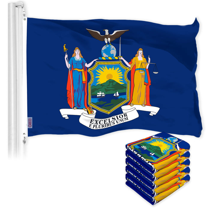 G128 5 Pack: New York NY  | 3x5 Ft | LiteWeave Pro Series Printed 150D Polyester | Indoor/Outdoor, Vibrant Colors, Brass Grommets, Thicker and More Durable Than 100D 75D Polyester