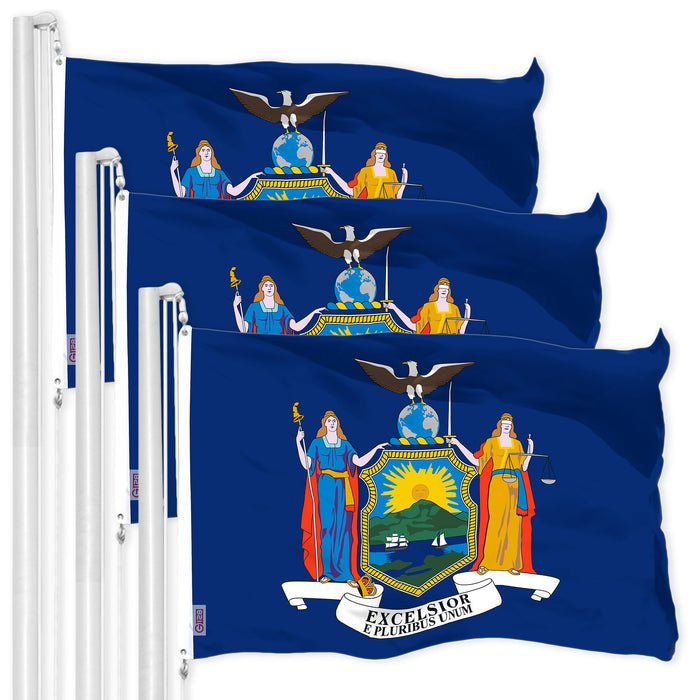 G128 3 Pack: New York NY  | 3x5 Ft | LiteWeave Pro Series Printed 150D Polyester | Indoor/Outdoor, Vibrant Colors, Brass Grommets, Thicker and More Durable Than 100D 75D Polyester