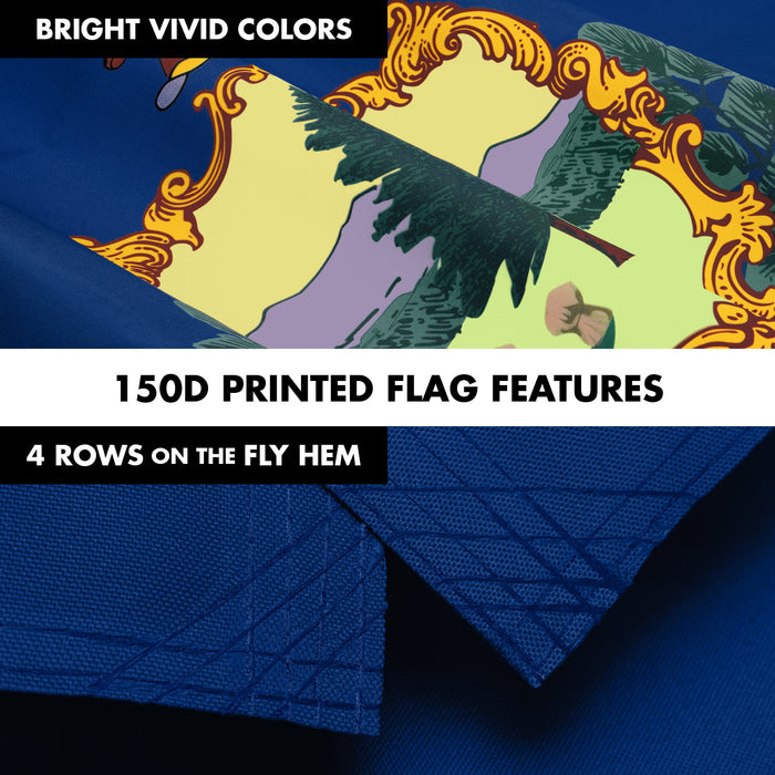 G128 Combo Pack: 6 Ft Tangle Free Aluminum Spinning Flagpole (Silver) & Vermont VT  3x5 Ft, LiteWeave Pro Series Printed 300D Polyester | Pole with Flag Included