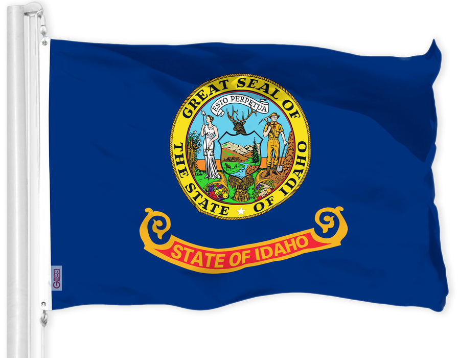 G128 Idaho ID State Flag | 3x5 Ft | LiteWeave Pro Series Printed 300D Polyester | Indoor/Outdoor, Vibrant Colors, Brass Grommets, Thicker and More Durable Than 100D 75D Polyester