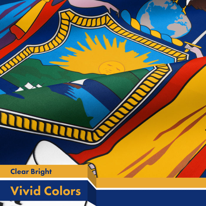 G128 New York NY State Flag | 3x5 Ft | LiteWeave Pro Series Printed 300D Polyester | Indoor/Outdoor, Vibrant Colors, Brass Grommets, Thicker and More Durable Than 100D 75D Polyester