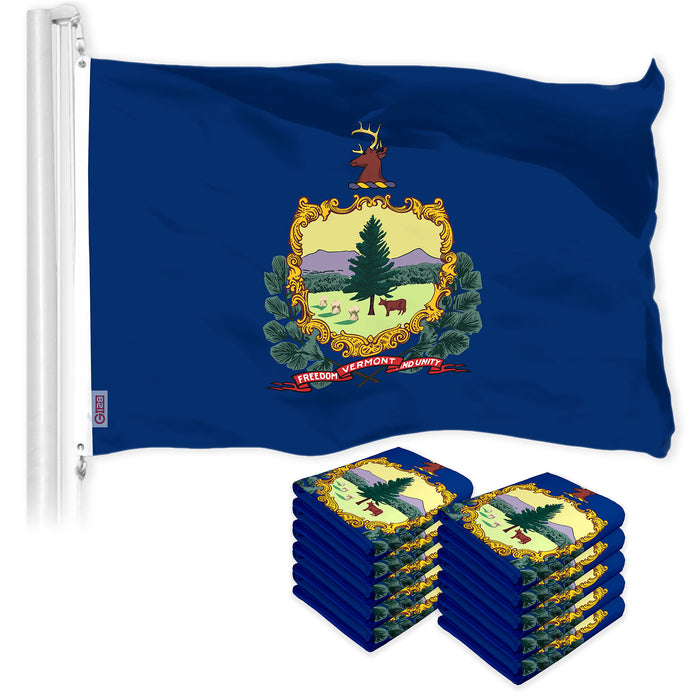 G128 10 Pack: Vermont VT  | 3x5 Ft | LiteWeave Pro Series Printed 150D Polyester | Indoor/Outdoor, Vibrant Colors, Brass Grommets, Thicker and More Durable Than 100D 75D Polyester