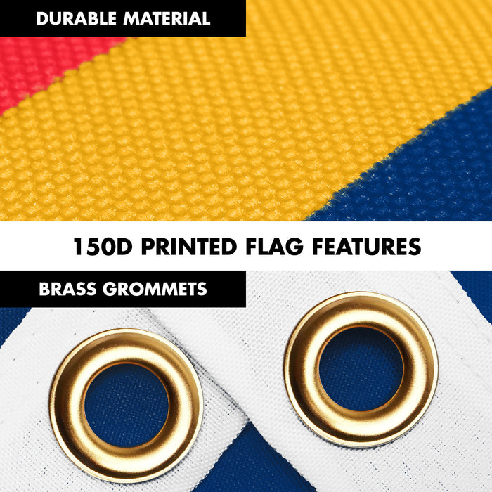 G128 Combo Pack: 6 Ft Tangle Free Aluminum Spinning Flagpole (Silver) & Idaho ID  3x5 Ft, LiteWeave Pro Series Printed 300D Polyester | Pole with Flag Included