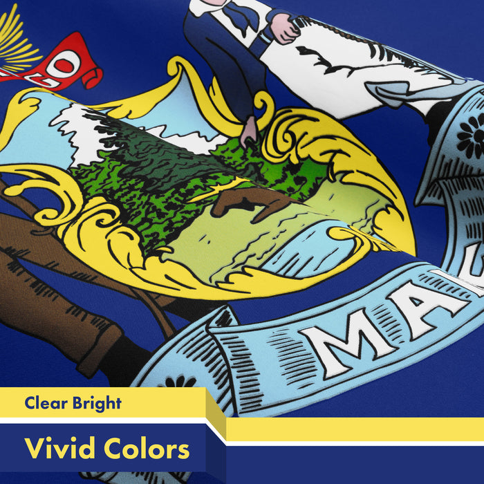 G128 5 Pack: Maine ME  | 3x5 Ft | LiteWeave Pro Series Printed 150D Polyester | Indoor/Outdoor, Vibrant Colors, Brass Grommets, Thicker and More Durable Than 100D 75D Polyester