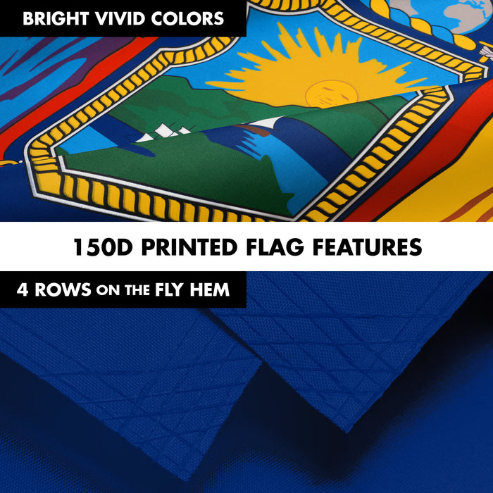 G128 Combo Pack: 6 Ft Tangle Free Aluminum Spinning Flagpole (Black) & New York NY  3x5 Ft, LiteWeave Pro Series Printed 300D Polyester | Pole with Flag Included