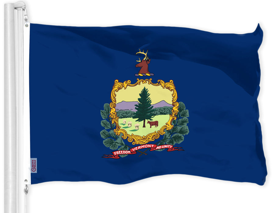 G128 Vermont VT State Flag | 3x5 Ft | LiteWeave Pro Series Printed 300D Polyester | Indoor/Outdoor, Vibrant Colors, Brass Grommets, Thicker and More Durable Than 100D 75D Polyester