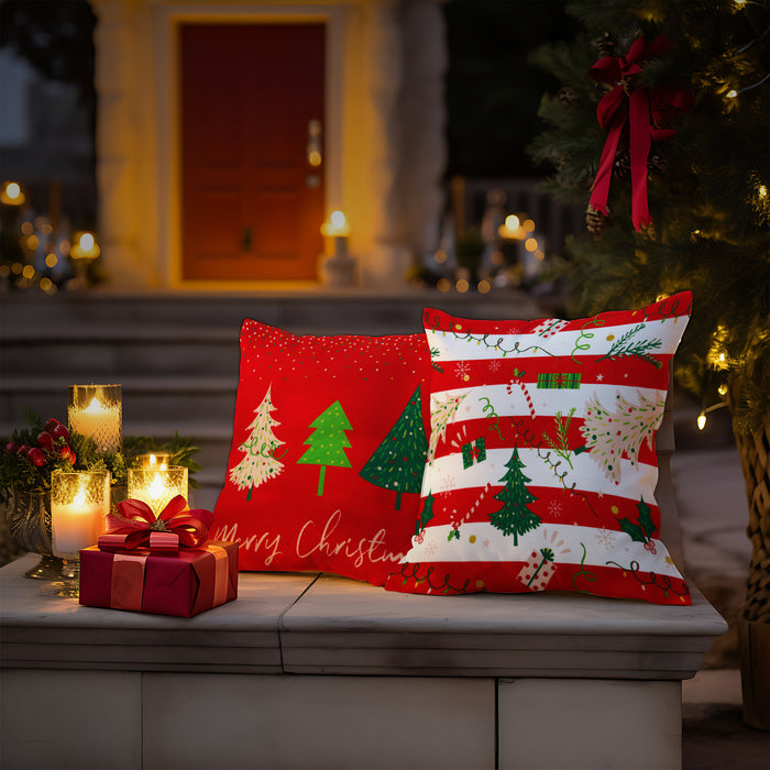 G128 Christmas Decoration Elegant Pine Spruce Waterproof Throw Pillow | 18 x 18 in | Set of 4, Beautiful Cushion Covers for Christmas Sofa Couch Decoration, Pillow Insert Included