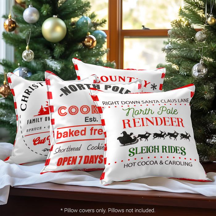 G128 Christmas Decoration Farmhouse Cookie & Pine Spruce Waterproof Throw Pillow Covers | 18 x 18 in | Set of 4, Beautiful Cushion Covers for Christmas Sofa Couch Decoration