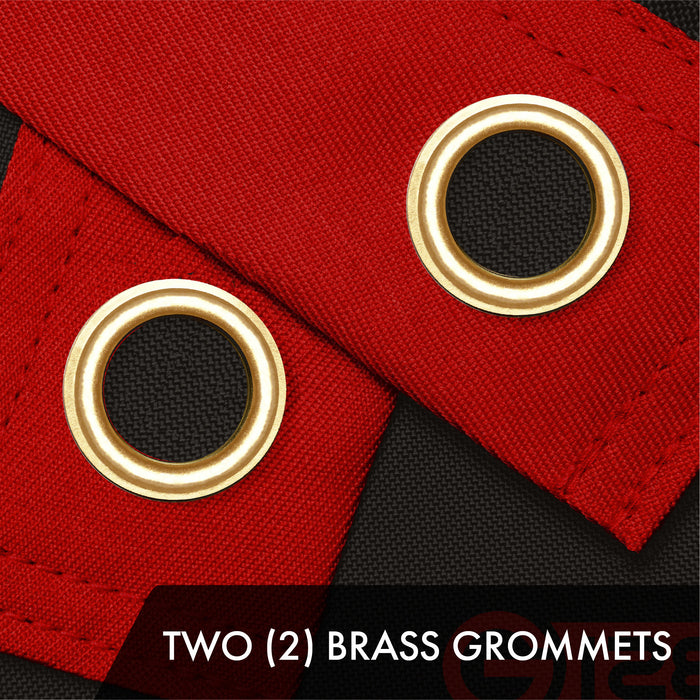 G128 Combo Pack: American USA Flag 2.5x4 Ft & Pirate Jolly Roger Red Head Scarf Flag 2.5x4 Ft | Both ToughWeave Series Embroidered 300D Polyester, Embroidered Design, Indoor/Outdoor, Brass Grommets