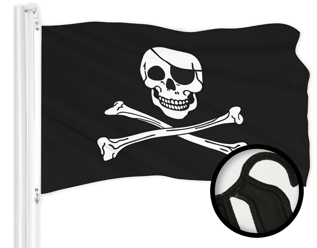 G128 Pirate Jolly Roger Bones Flag, 2.5x4 Ft