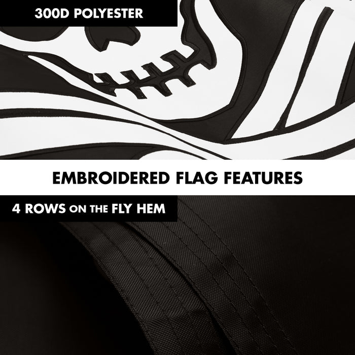 G128 Combo Pack: 6 Ft Tangle Free Aluminum Spinning Flagpole (Silver) & Pirate Jolly Roger Swords Flag 3x5 Ft, ToughWeave Series Embroidered 300D Polyester | Pole with Flag Included