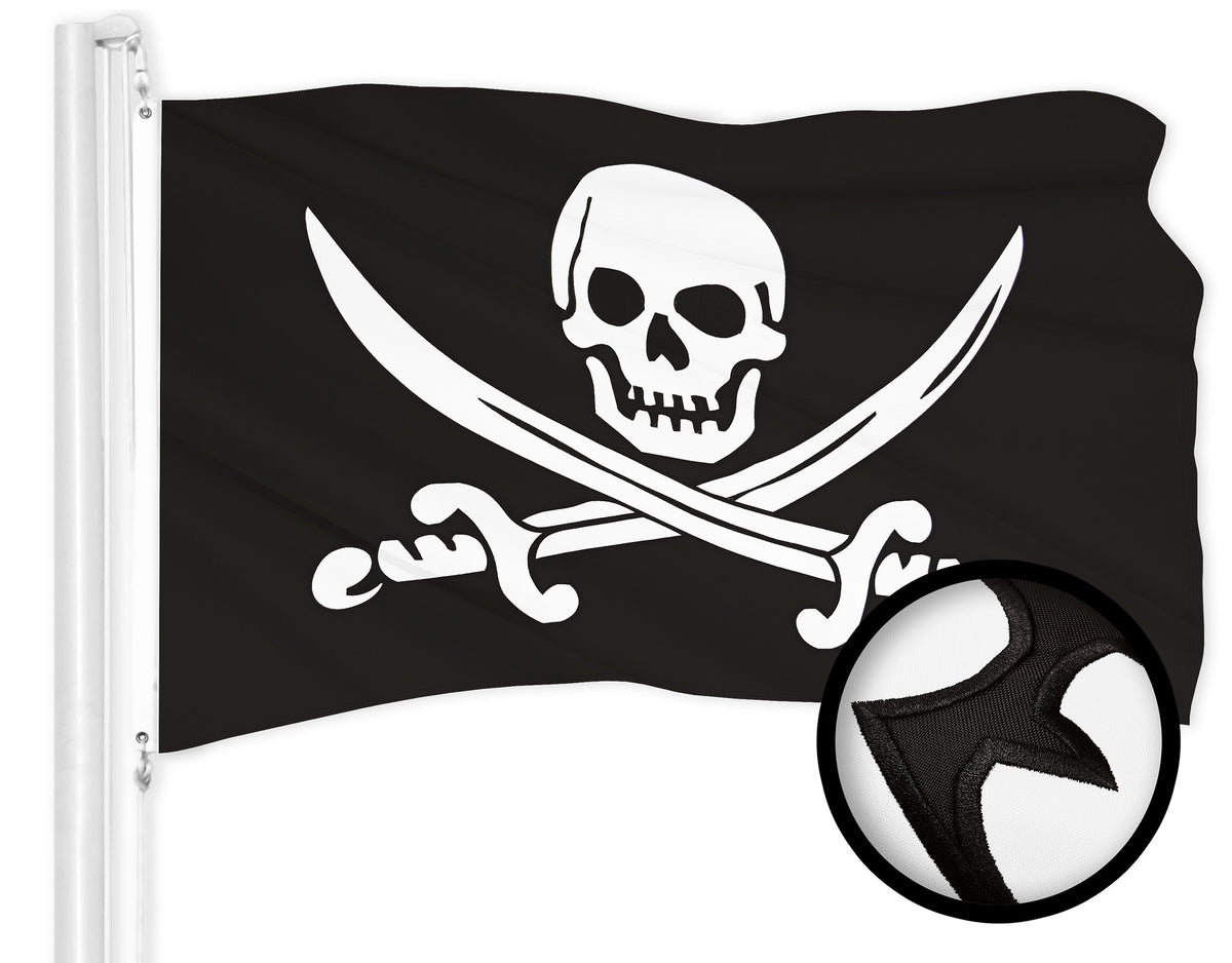 Skull & Two Swords Pirate Flag 3x5ft Pirate Boat Flag Jolly Roger Flag Skull