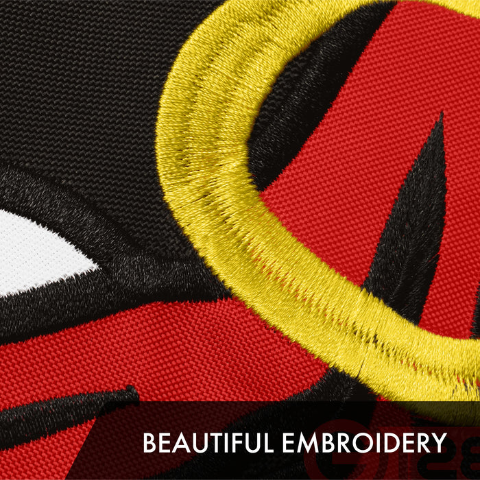 G128 Combo Pack: American USA Flag 2.5x4 Ft & Pirate Jolly Roger Red Head Scarf Flag 2.5x4 Ft | Both ToughWeave Series Embroidered 300D Polyester, Embroidered Design, Indoor/Outdoor, Brass Grommets