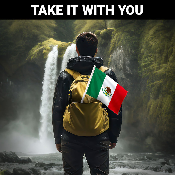 G128 2 Pack: Mexico Mexican Car Flag | 11x17 In | Double LiteWeave Pro Series Double Sided Printed 150D Polyester | Flagpole Included | Perfect for Festival Celebrations, Parades