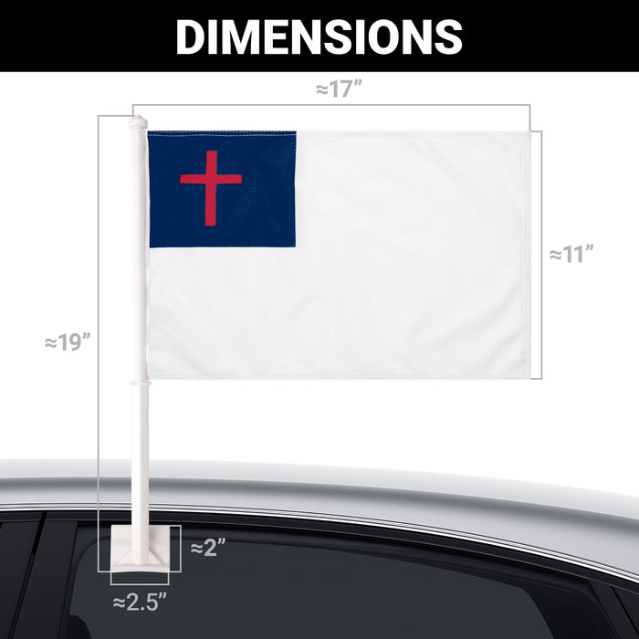 G128 2 Pack: Christian Car Flag | 11x17 In | Double LiteWeave Pro Series Double Sided Printed 150D Polyester | Flagpole Included | Perfect for Festival Celebrations, Parades