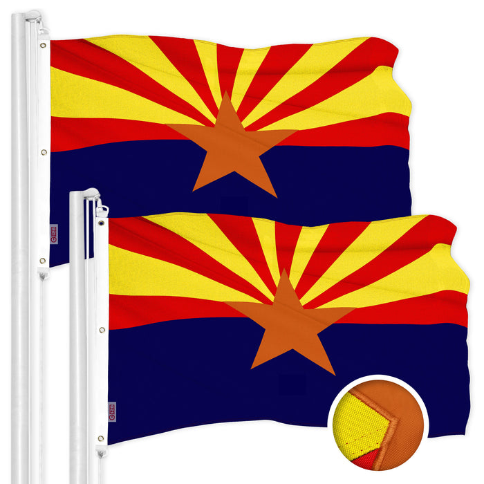 G128 2 Pack: Arizona AZ  | 5x8 Ft | ToughWeave Series Embroidered 600D Polyester | Embroidered Design, Indoor/Outdoor, Brass Grommets