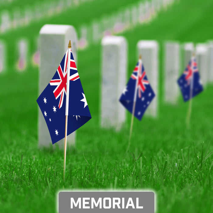 G128 10 Pack Handheld Australia Australian Stick Flags | 8x12 In | Printed 150D Polyester, Country Flag, Solid Plastic Stick, Spear White Tip