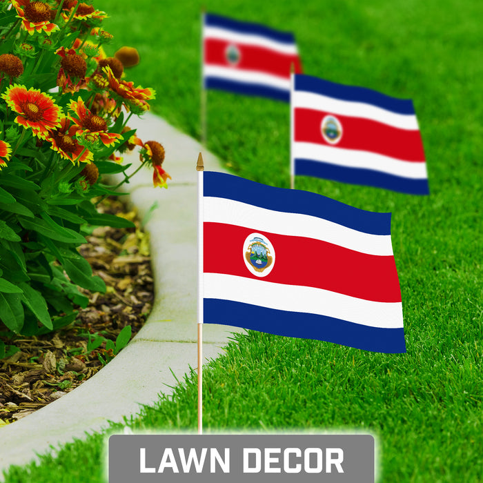 Costa Rican Flag String G128 Costa Rica Handheld Flag 8x12IN 150D Printed (50 Pack) — G128store.com