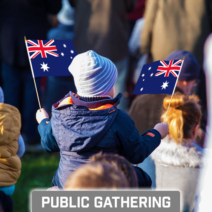 G128 10 Pack Handheld Australia Australian Stick Flags | 8x12 In | Printed 150D Polyester, Country Flag, Solid Plastic Stick, Spear White Tip