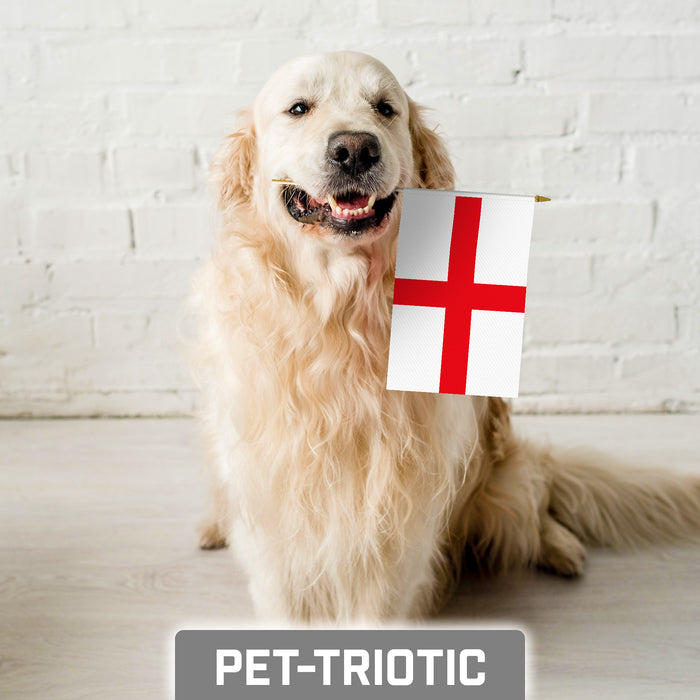 G128 10 Pack Handheld England Stick Flags | 8x12 In | Printed 150D Polyester, Country Flag, Solid Plastic Stick, Spear White Tip