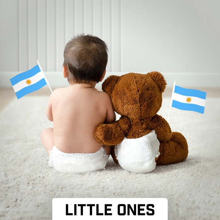 G128 50 Pack Handheld Argentina Argentinian Stick Flags | 4x6 In | Printed 150D Polyester, Country Flag, Solid Plastic Stick, Spear White Tip