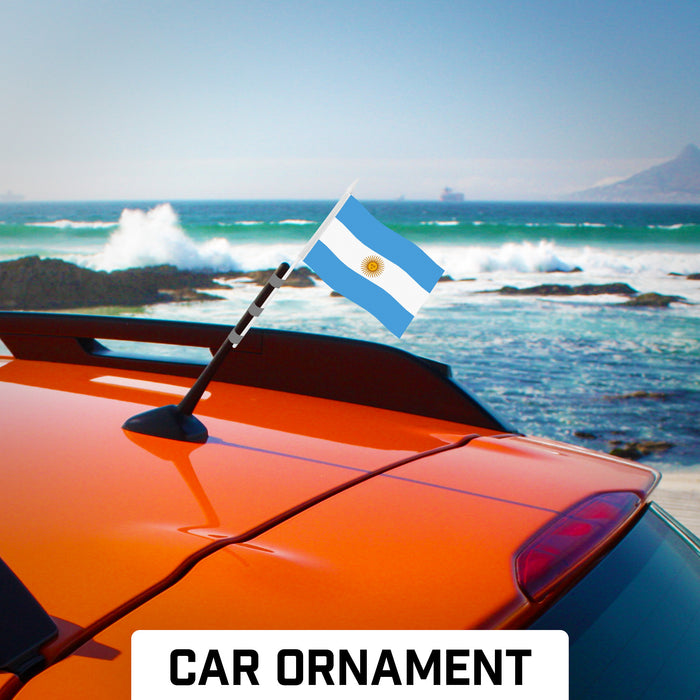 G128 50 Pack Handheld Argentina Argentinian Stick Flags | 4x6 In | Printed 150D Polyester, Country Flag, Solid Plastic Stick, Spear White Tip