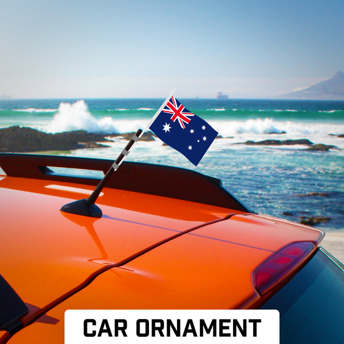 G128 24 Pack Handheld Australia Australian Stick Flags | 4x6 In | Printed 150D Polyester, Country Flag, Solid Plastic Stick, Spear White Tip