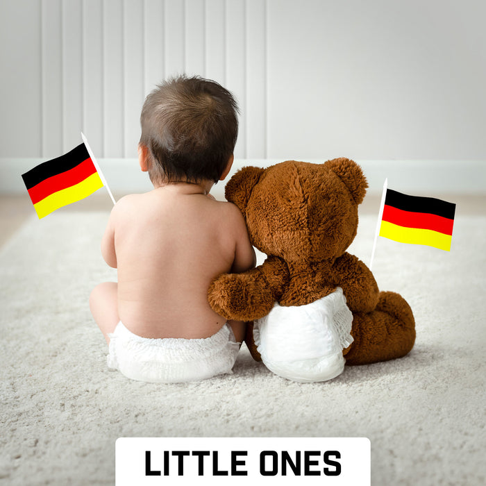 G128 10 Pack Handheld Germany German Stick Flags | 4x6 In | Printed 150D Polyester, Country Flag, Solid Plastic Stick, Spear White Tip