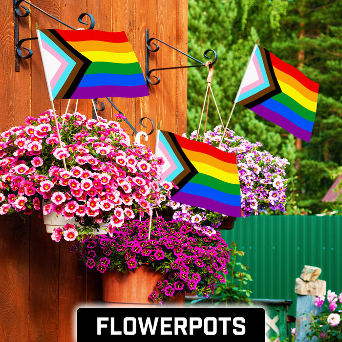 200 Stück Pride Regenbogen-Fähnchen – 20,8x14 Cm, Mit Stab, Für Paraden & Partys